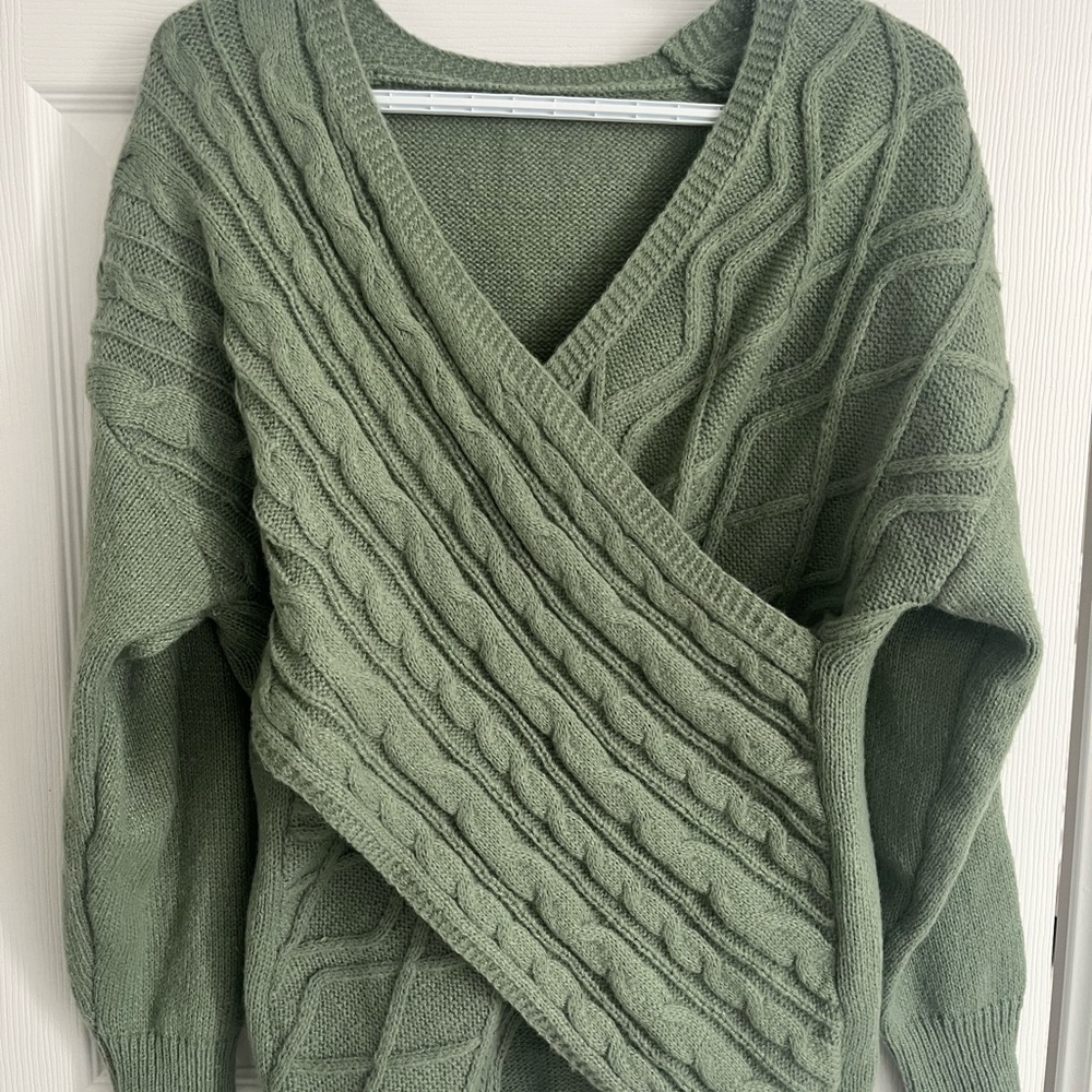 Green Cable Knit Sweater